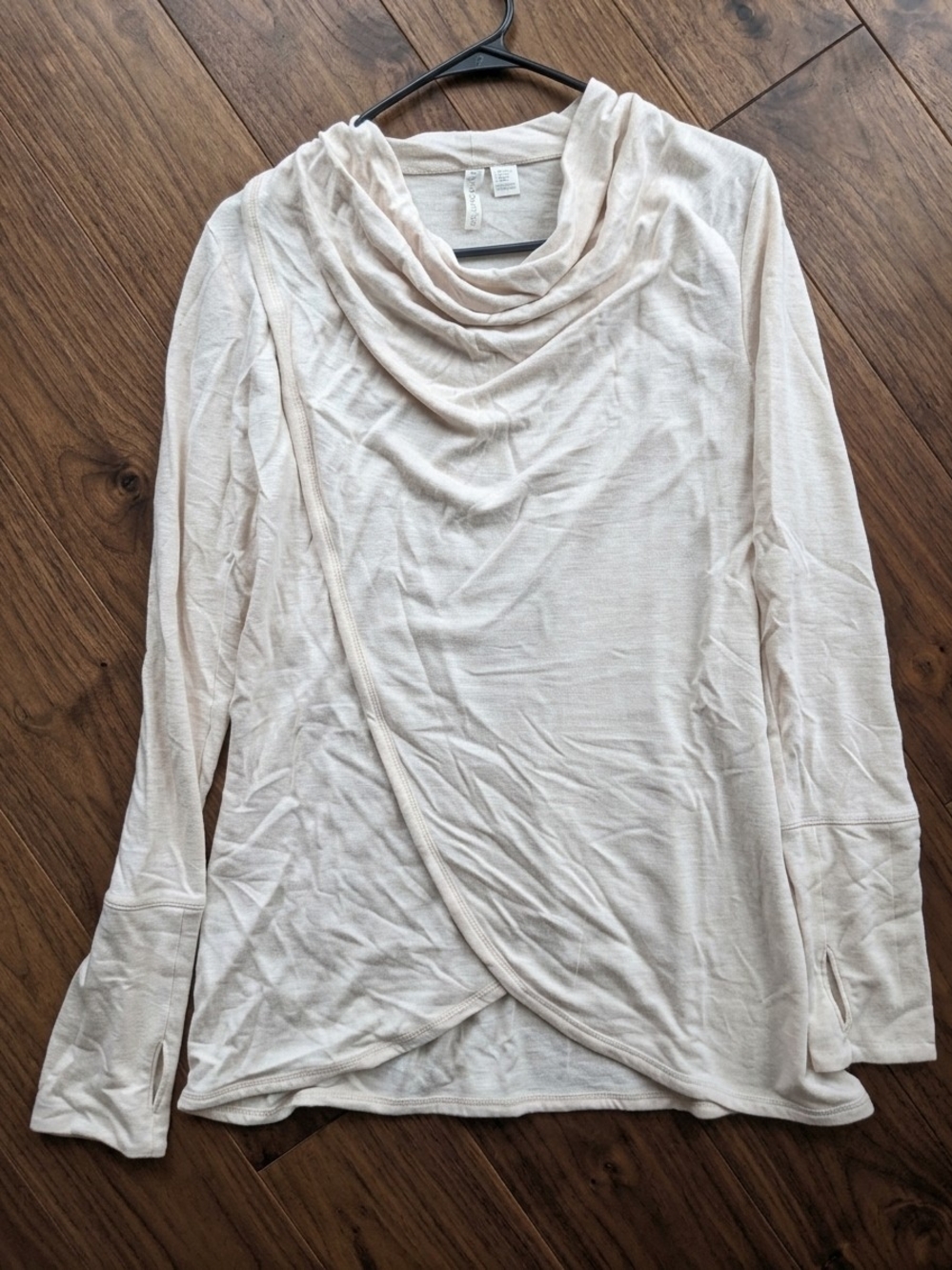 Saint Tropez West Cream Drape Cowl Neck Long Sleeve Top — Size M